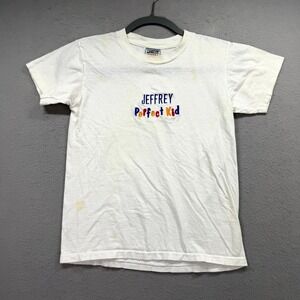 VTG Jeffrey Perfect Kid‎ Oneita Power T-Shirt Kids Large White Single Stitch USA